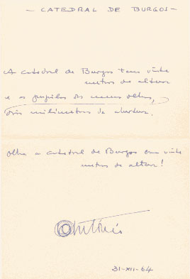 manuscrito do poema Catedral de burgos