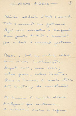 manuscrito do poema minha aldeia